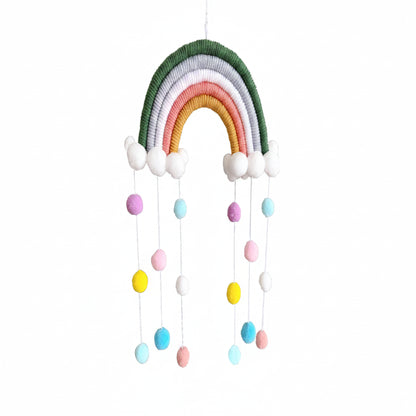 Suspension Arc-en-Ciel Pompons – Déco Chambre Bébé Enfant