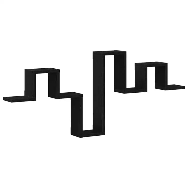 Étagères Murales Flottantes Zigzag Noir – Déco Design Escalier