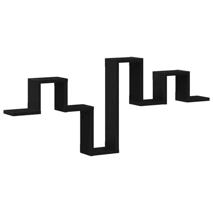 Étagères Murales Flottantes Zigzag Noir – Déco Design Escalier