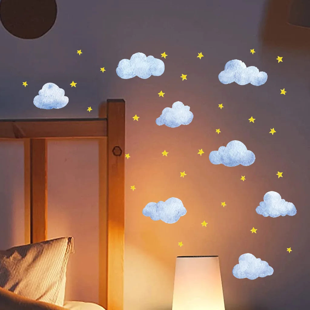 Stickers Nuages & Étoiles Phosphorescents  – Lumineux la Nuit