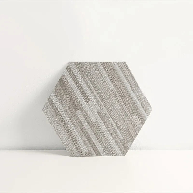 Home Decoration Tile Floor Stickers Waterproof Non-Slip Hexagonal Wood Grain Floor Tile Stickers Self Adhesive Wall Tile Sticker