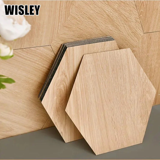 Home Decoration Tile Floor Stickers Waterproof Non-Slip Hexagonal Wood Grain Floor Tile Stickers Self Adhesive Wall Tile Sticker