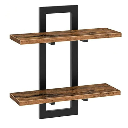 Étagère Murale Bois et Métal Noir – 2 Niveaux Industriel