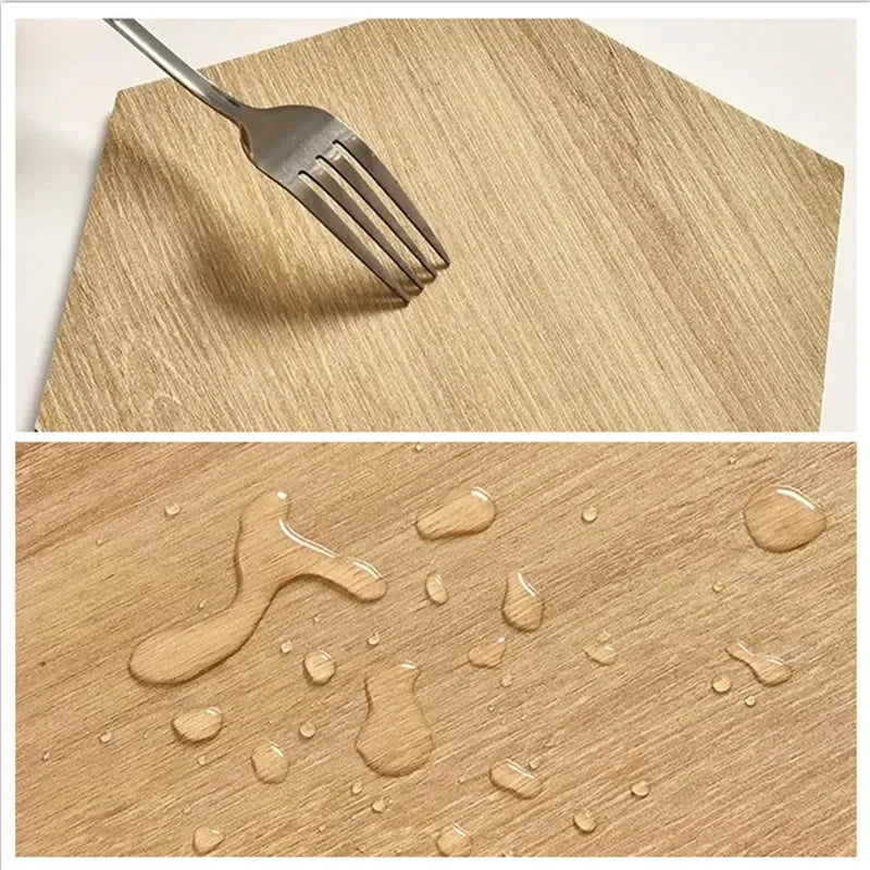 Home Decoration Tile Floor Stickers Waterproof Non-Slip Hexagonal Wood Grain Floor Tile Stickers Self Adhesive Wall Tile Sticker