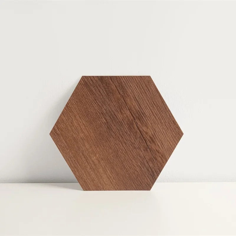 Home Decoration Tile Floor Stickers Waterproof Non-Slip Hexagonal Wood Grain Floor Tile Stickers Self Adhesive Wall Tile Sticker