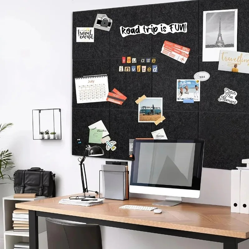Acoustic Felt Wall Panels Removable Adhesive Tiles for Noise Reduction and Sound Absorption for Office School Home Photo Walls