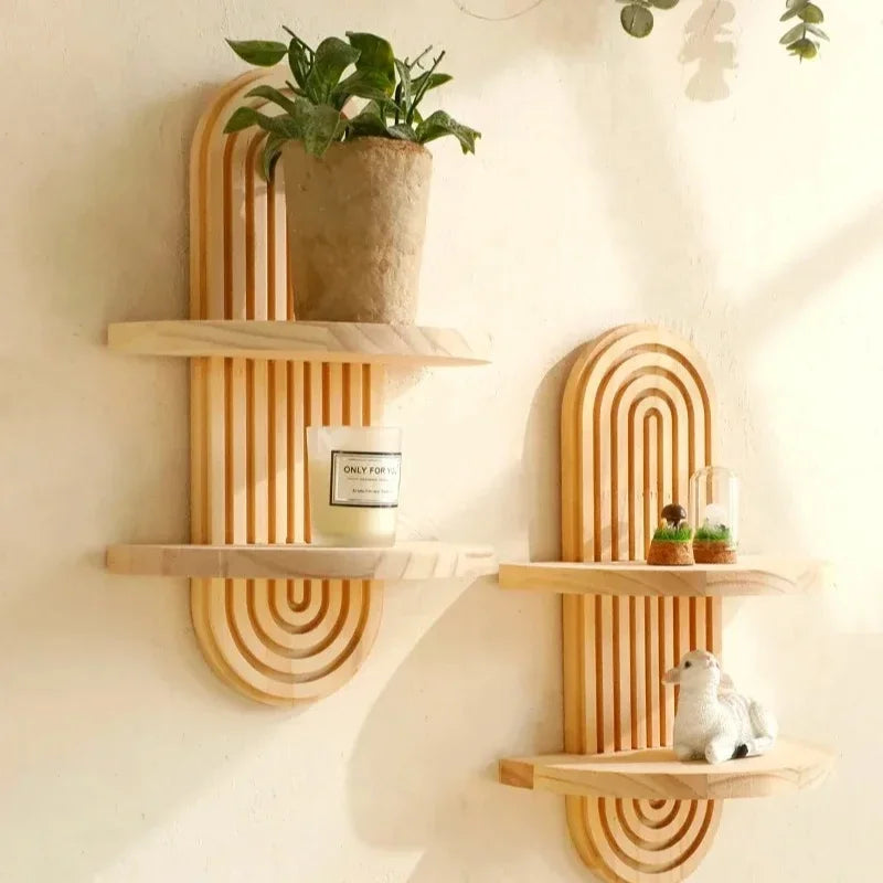 Étagère Murale Bois Design Arche – 2 Niveaux Déco Scandinave
