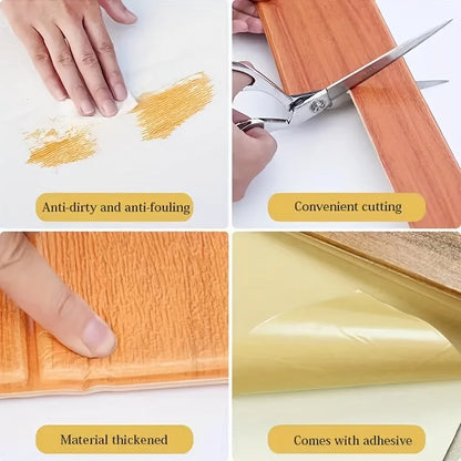 3D wall sticker wood grain foam self-adhesive DIY 35X35cm waterproof and moisture-proof ceiling bedroom kitchen wallpaper
