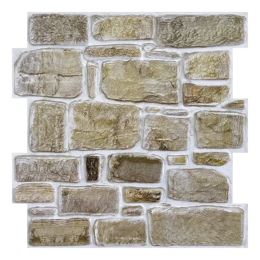 Panneaux Muraux 3D Effet Pierre Naturelle – Lot de 10 Adhésifs
