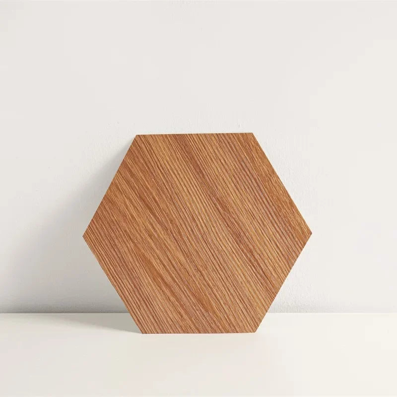 Home Decoration Tile Floor Stickers Waterproof Non-Slip Hexagonal Wood Grain Floor Tile Stickers Self Adhesive Wall Tile Sticker