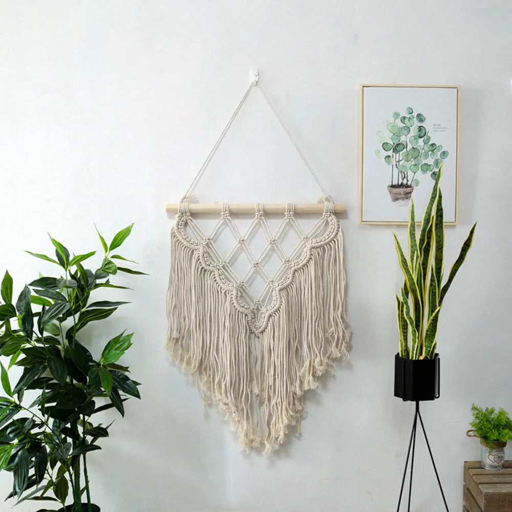 Nordic Woven Macrame Tapestry Room Decor Boho Home and Decoration for Bedroom Livingroom Wall Art Aesthetics Decorating Items