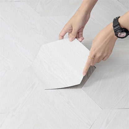 Home Decoration Tile Floor Stickers Waterproof Non-Slip Hexagonal Wood Grain Floor Tile Stickers Self Adhesive Wall Tile Sticker