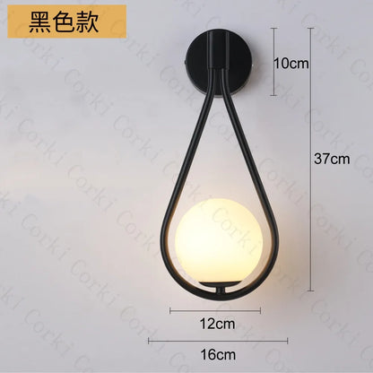 Nordic Creative Luxury Glass Ball LED Wall lamp Living room Metal Modern Minimalist Bedside Wall light Bedroom Lighting Fixtures