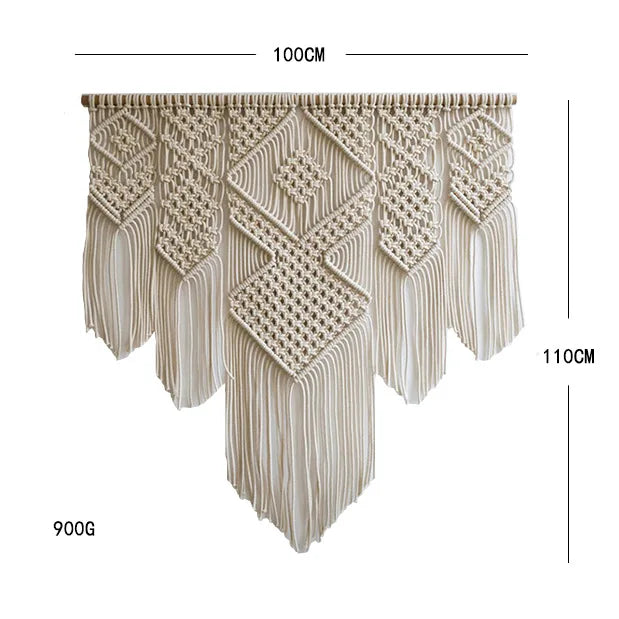 Grande Tenture Murale Macramé – Déco Bohème Losanges Boho
