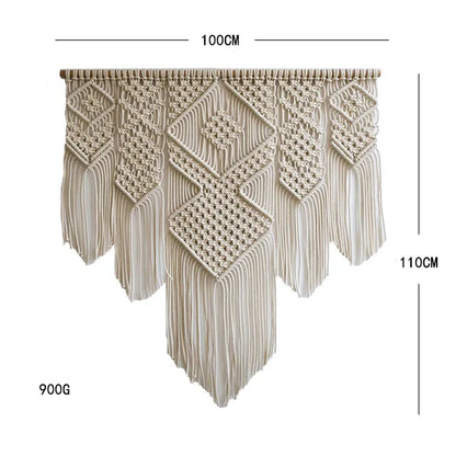 Grande Tenture Murale Macramé – Déco Bohème Losanges Boho