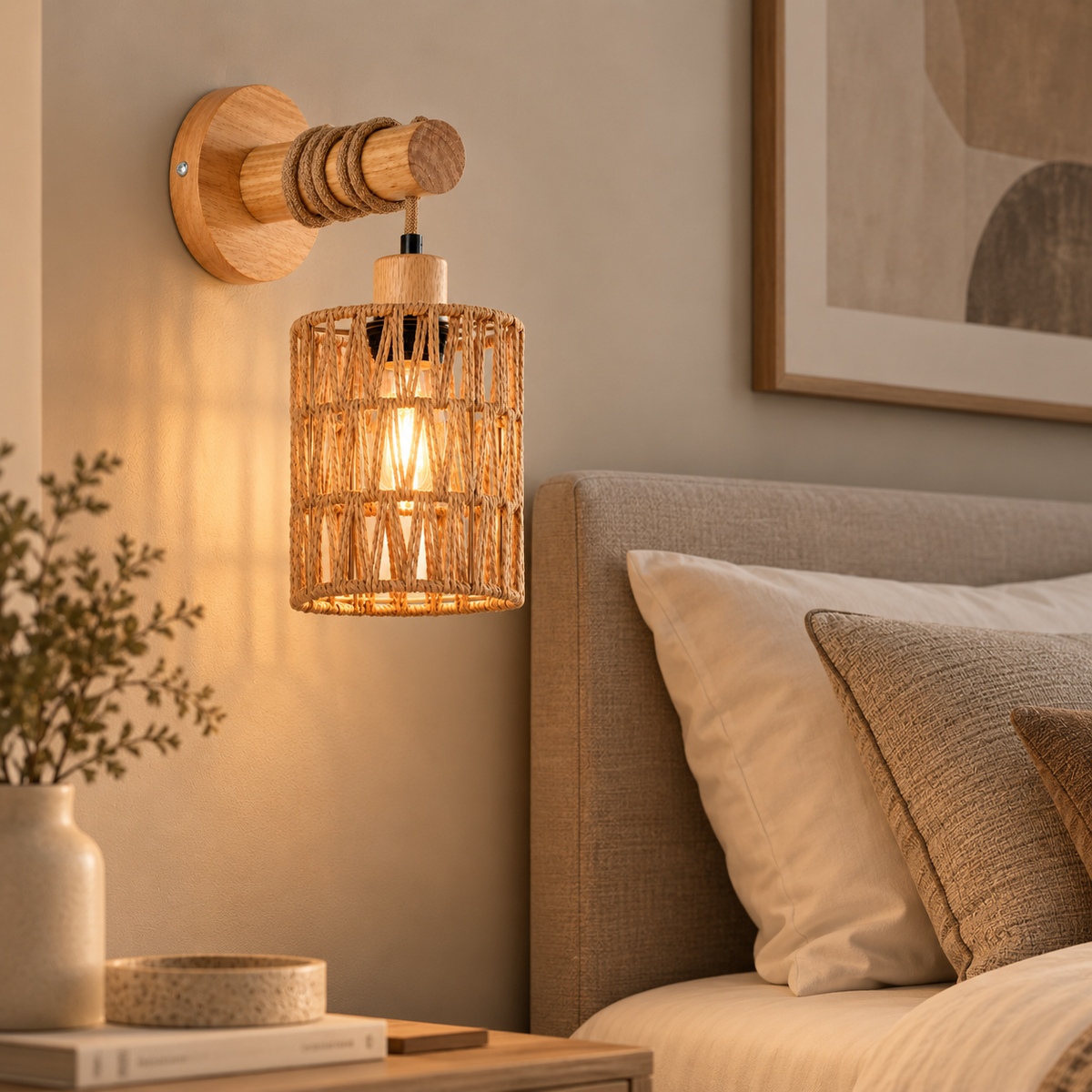 Applique murale en corde de chanvre – Design naturel