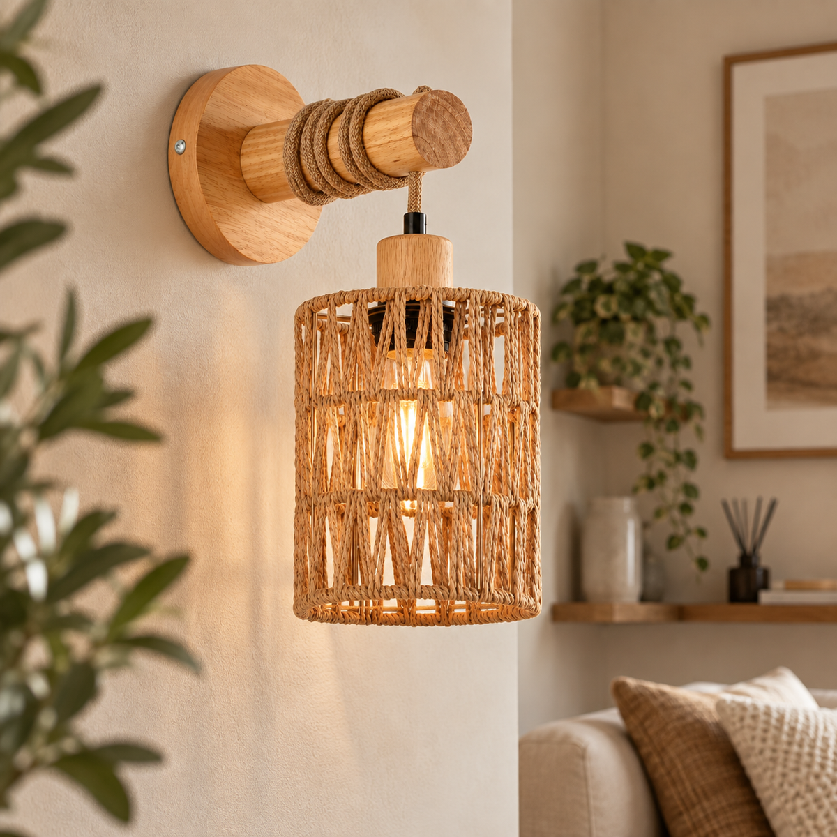 Applique murale en corde de chanvre – Design naturel