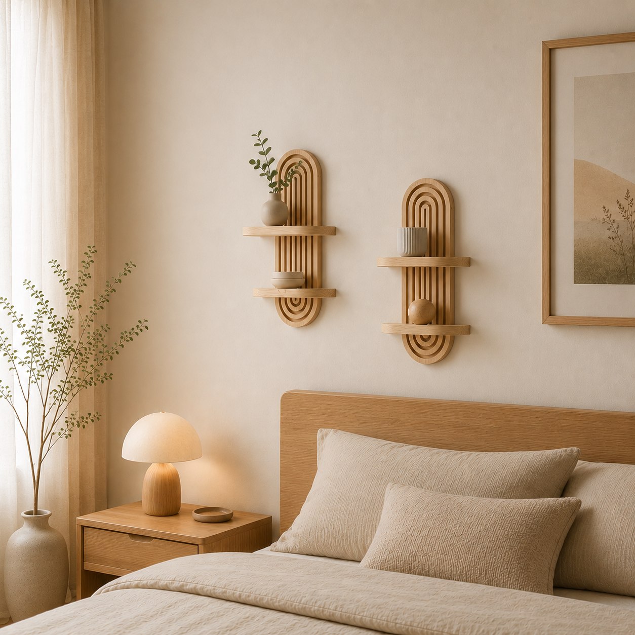 Étagère Murale Bois Design Arche – 2 Niveaux Déco Scandinave