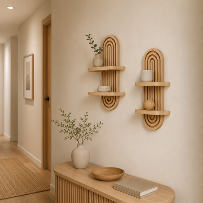 Étagère Murale Bois Design Arche – 2 Niveaux Déco Scandinave