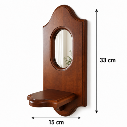 Étagère Murale Bois avec Miroir – Console Entrée Rustique