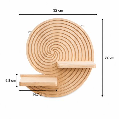 Étagère Murale Bois Spirale Coquillage – Déco Bohème Ronde Design