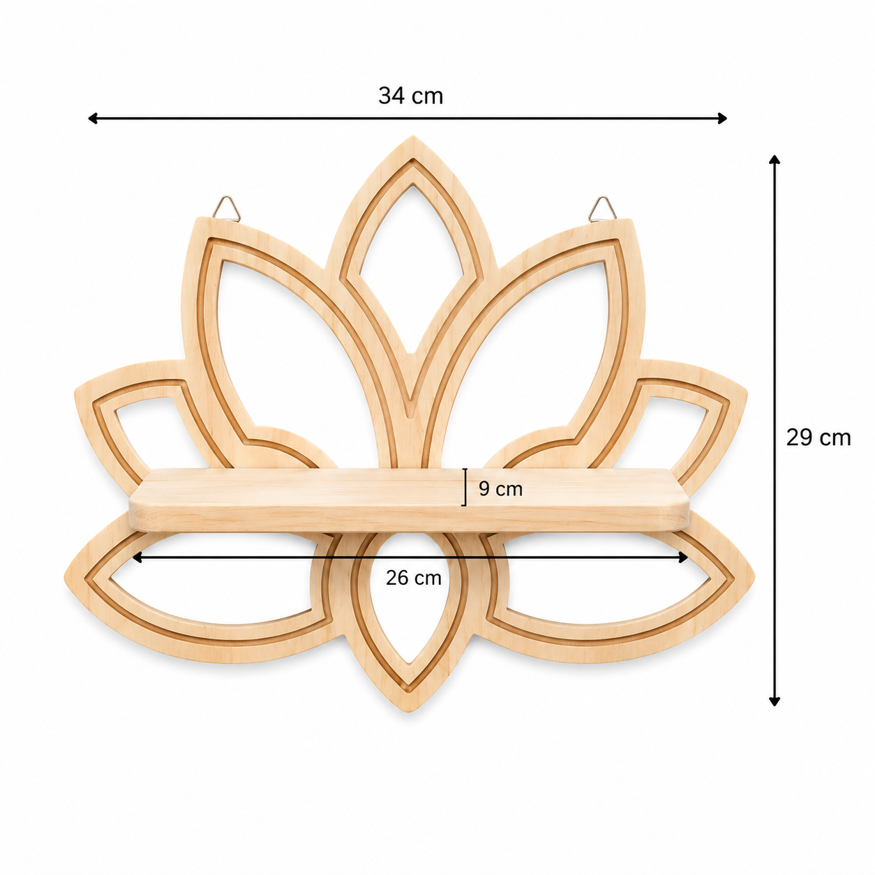 Étagère Murale Bois Forme Lotus & Miroirs – Déco Fleur Bohème