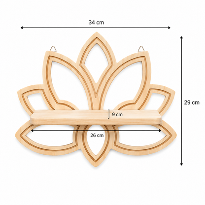 Étagère Murale Bois Forme Lotus & Miroirs – Déco Fleur Bohème
