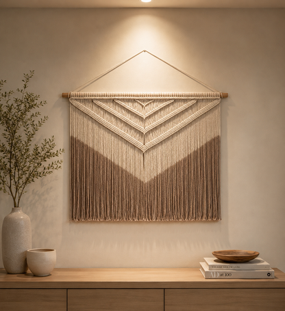 Tenture Murale Macramé Bohème – Grande Déco Chevron Boho