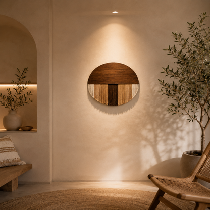 Tenture Murale Bois Fibres – Déco Bohème Demi-Cercle