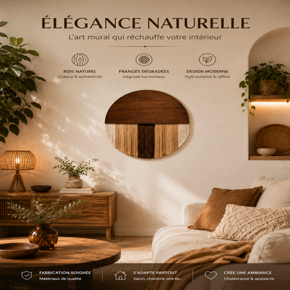 Tenture Murale Bois Fibres – Déco Bohème Demi-Cercle