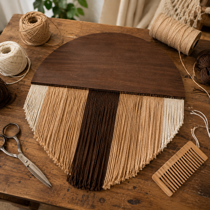 Tenture Murale Bois Fibres – Déco Bohème Demi-Cercle