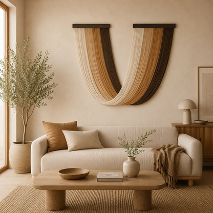 Tenture Murale Bohème Tissée Main – Décoration Fibres