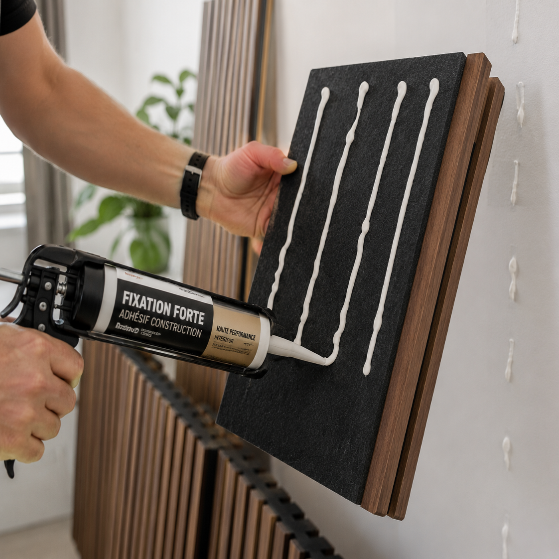 Panneaux Muraux Acoustiques Bois – Lot 2/4 Lattes 120x60 cm en Noyer