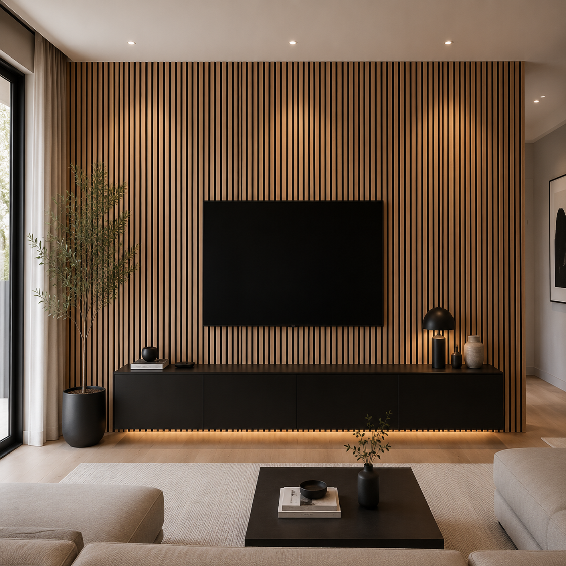 Panneaux Muraux Acoustiques Bois – Lot de 4 Lattes Déco en Chêne