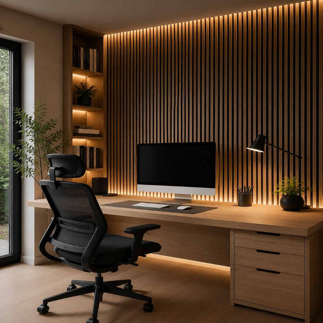 Panneaux Muraux Acoustiques Bois – Lot de 4 Lattes Déco en Chêne