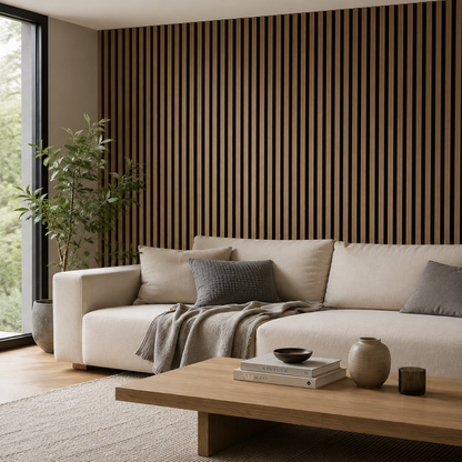 Panneaux Muraux Acoustiques Bois – Lot de 4 Lattes Déco en Chêne