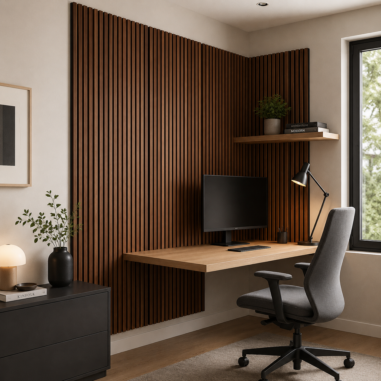 Panneaux Muraux Acoustiques Bois – Lot 2/4 Lattes 120x60 cm en Noyer
