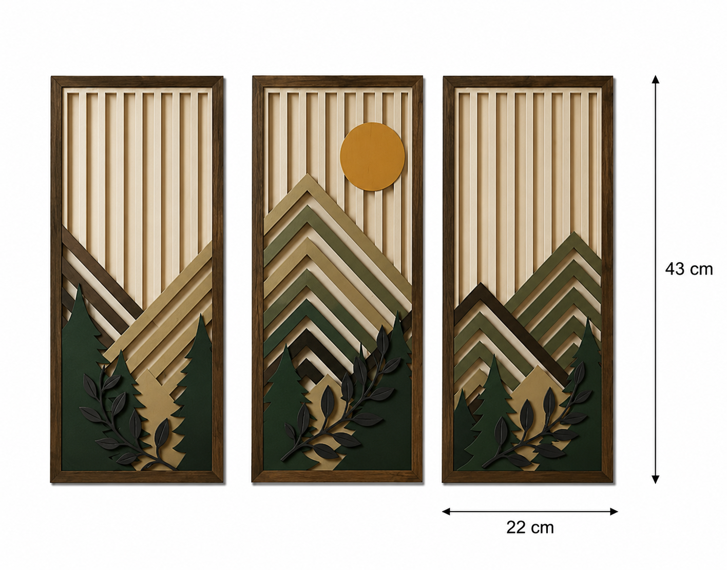 Lot de 3 Tableaux Muraux Bois Montagne – Déco Nature Moderne