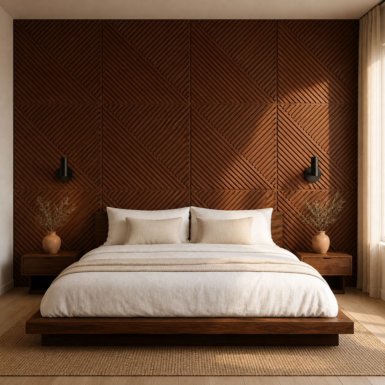 Panneau Mural 3D Effet Bois Diamant – Lot de 10 Déco Chevrons