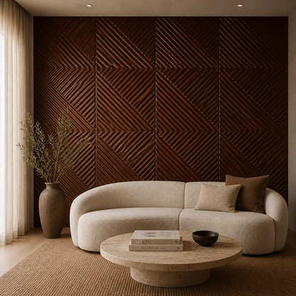 Panneau Mural 3D Effet Bois Diamant – Lot de 10 Déco Chevrons