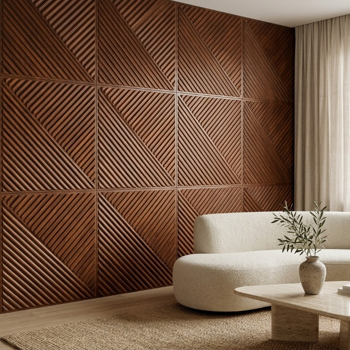 Panneau Mural 3D Effet Bois Diamant – Lot de 10 Déco Chevrons
