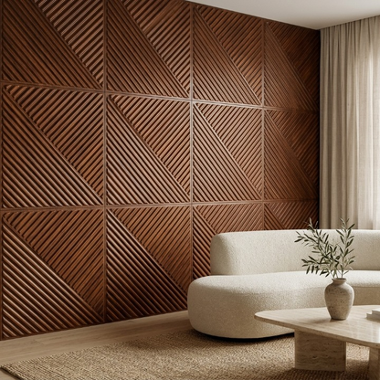 Panneau Mural 3D Effet Bois Diamant – Lot de 10 Déco Chevrons