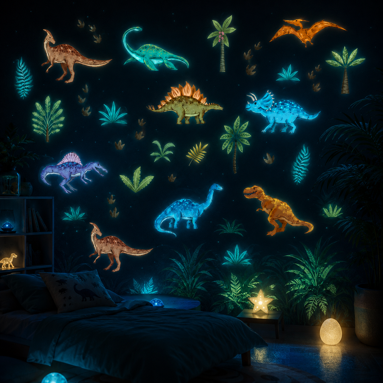 Stickers Muraux Dinosaures Phosphorescents – Lumineux la Nuit