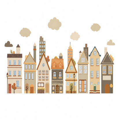 Stickers Muraux Maisons de Ville – Frise Déco Chambre Enfant