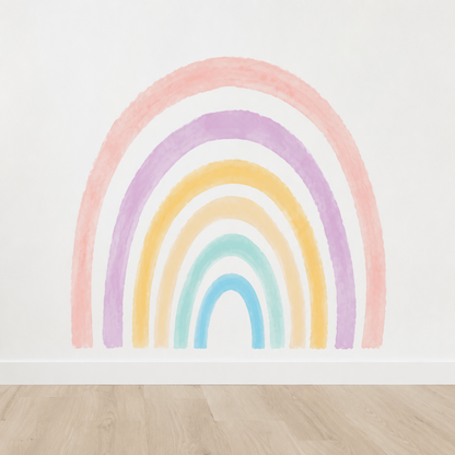 Sticker Mural Arc-en-Ciel Pastel – Déco Aquarelle