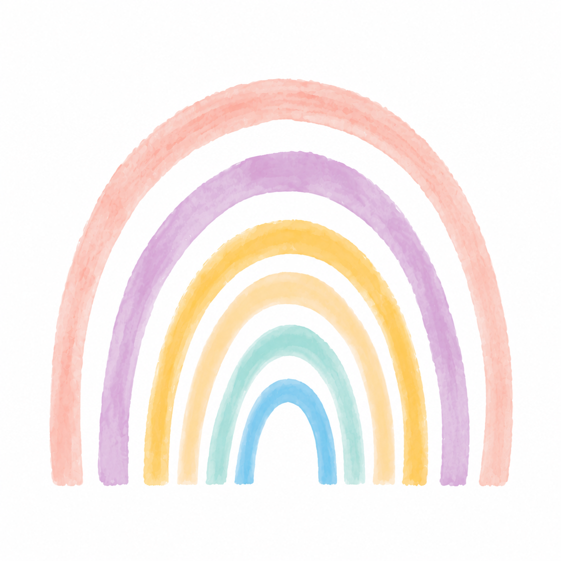 Sticker Mural Arc-en-Ciel Pastel – Déco Aquarelle