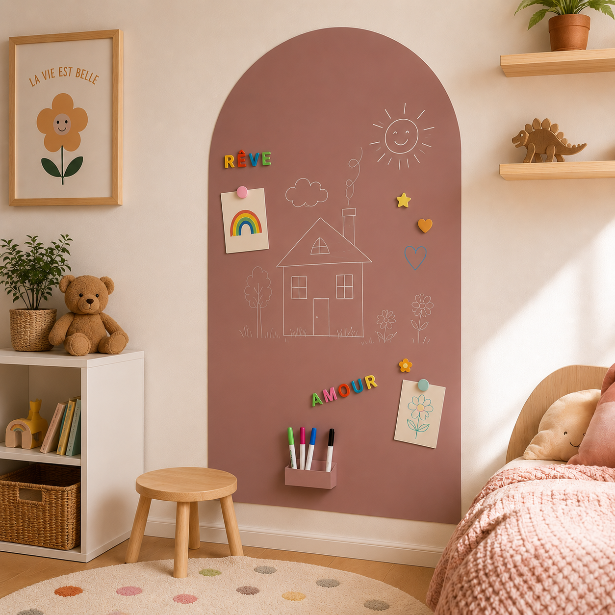 Sticker Mural Arche Magnétique & Inscriptible – Tableau Déco