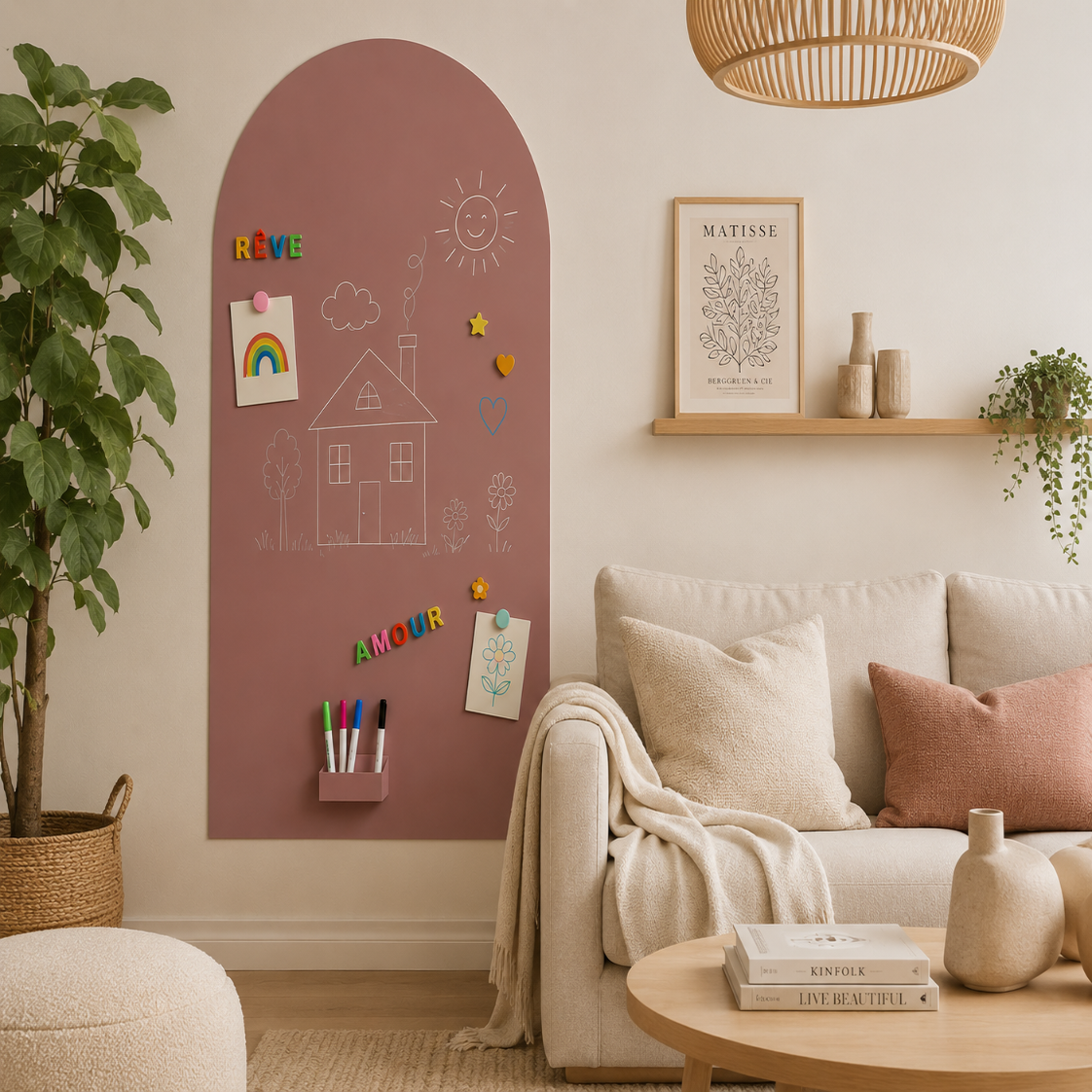 Sticker Mural Arche Magnétique & Inscriptible – Tableau Déco
