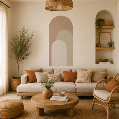Sticker Mural Arche Bohème – Tête de Lit Arches Beige Minimalist
