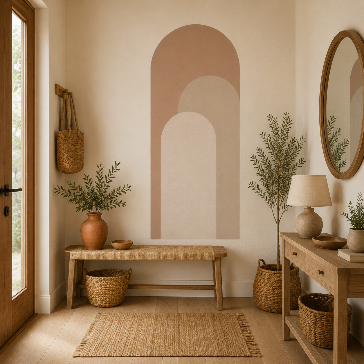 Sticker Mural Arche Bohème – Tête de Lit Arches Beige Minimalist
